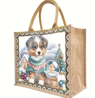 Diamond Painting Tasche mit niedlichem Hund im Schnee